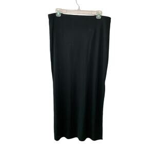 Express Tricot Womens Maxi Skirt Elastic Waist Pull On Slit Black Size Large